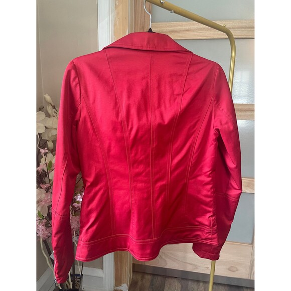 Laundry by Shelli Segal Women's Red Biker Moto Jacket Women Size XS Front Zip - Picture 5 of 7